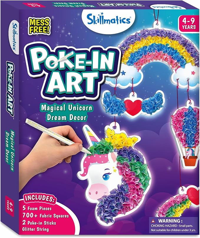 Skillmatics Poke-in Art - Magical Unicorn Dream Decor, Mess-Free Fun for Kids, DIY Wood Craft Kits, Creative Activity, Gifts for Ages 4, 5, 6, 7, 8, 9