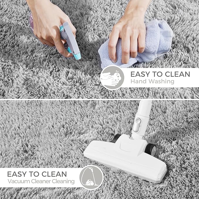 Rugs for Living Room 6x9 Light Grey, Large Big Fluffy Shag Fuzzy Plush Soft Carpet for Bedroom, Kids Home Decor Aesthetic, Nursery, Modern Shaggy Area Rug for Classroom Office, Anti-Skid