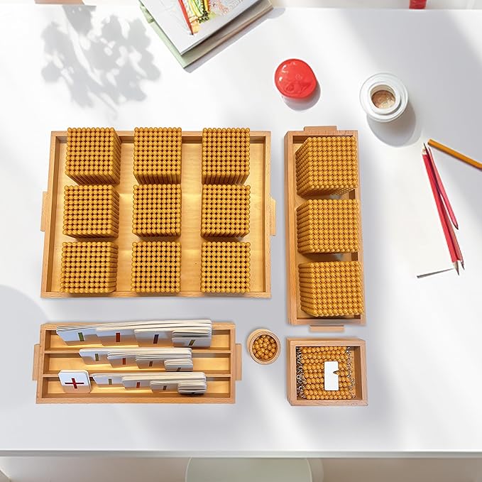 Montessori Golden Beads,Montessori Counting Beads,Montessori Math Materials,Preschool Education Toys Math Bank Game