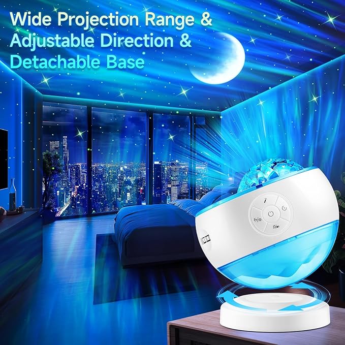 One Fire Northern Lights Projector,16Color Galaxy Projector for Bedroom, 15 White Noise Galaxy Light Projector, 5Moon Star Projector, Bluetooth Aurora Light Projector, Remote Timer Star Lights