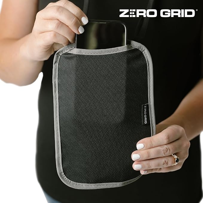 Neck Wallet for Travel & Passport Holder with RFID Blocking - Slim & Easy to Conceal Nylon Travel Pouch for men & women - Holds Phone, Cash, Cards, Keys - Sweat & Water Resistant - X-Large- Light Grey