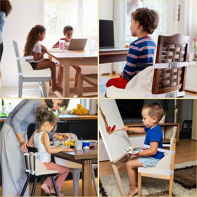 Toddler Booster Seat for Dining Table, Booster Seat for Table, 12.6x3.34 Inch Portable High Chair for Travel, HOSEASCA Compact Lightweight Travel Booster Seat with Adjustable Straps for Baby(Beige)