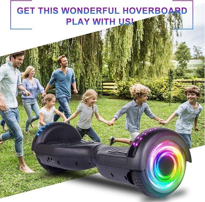 SISIGAD Scooters for Kids Ages 6-12, with Built-in Bluetooth Speaker and 6.5" Colorful Lights Wheels, Safety Certified Self Balancing Scooter Gift for Kids