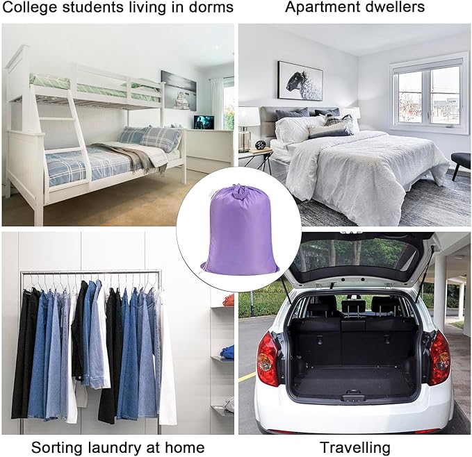 Polecasa Heavy Duty Large Laundry Bag with 130gsm Tear Resistant Fabric and Handles, Easy to Carry Durable Dirty Clothes Drawstring Bag, Perfect for College Dorm, Travel, 2 Pack 28”x36”,Purple