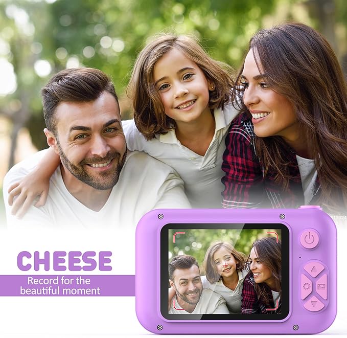 Kids Camera with 180° Flip-up Lens for Selfie & Video, HD Digital Video Cameras for Toddler with 32GB SD Card, Ideal for 3-8 Years Old Girls Boys on Birthday Christmas Party as Gift