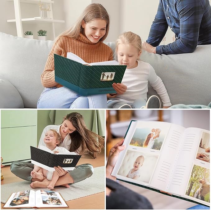 RECUTMS Photo Album with 200 Photos, Leather Cover with Front Window, 4x6 Picture Albums Book for Wedding, Family, Baby, Kids, Birthday, Couple (Beige)