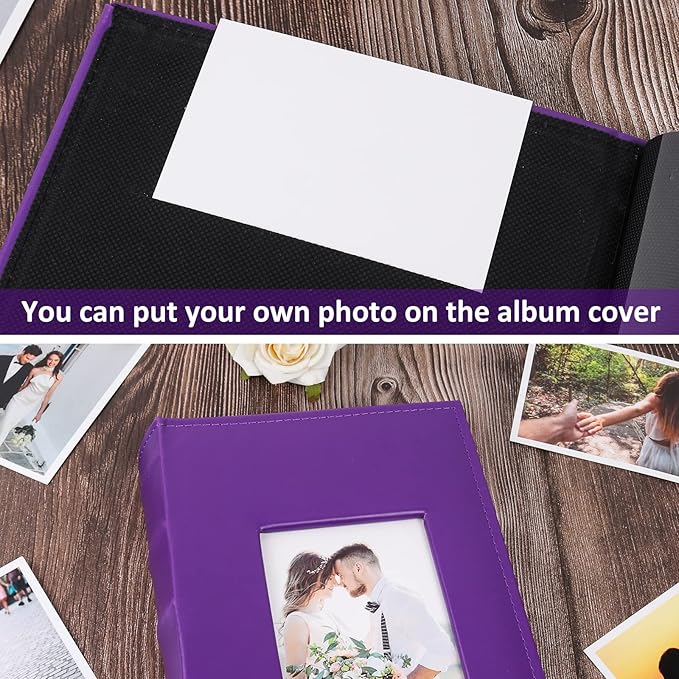 RECUTMS 6x4 Premium Leather Photo Album with 300 Pockets, Purple