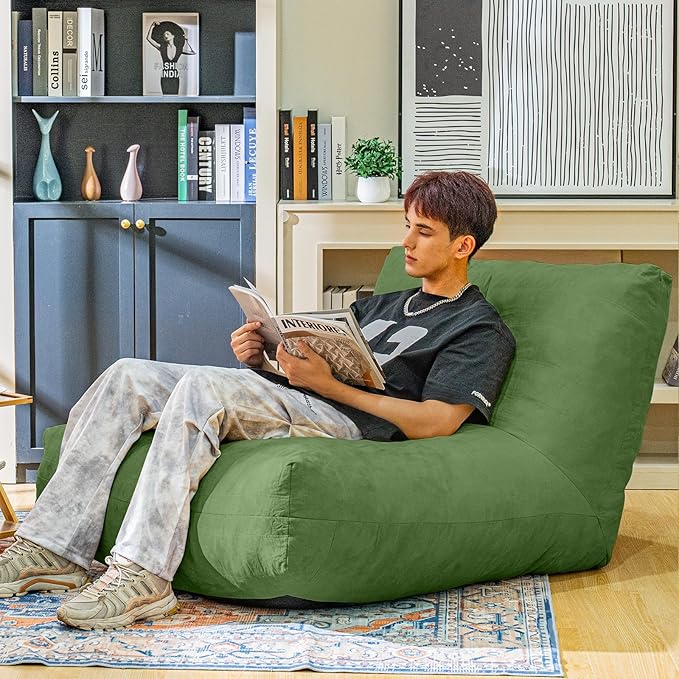 Bean Bag Chair Lazy Bean Bag Sofa, Floor Beanbag Chairs with Stuffed High-Density Foam, Memory Foam Bean Bag Sofa for Living Room, Bedroom and Office