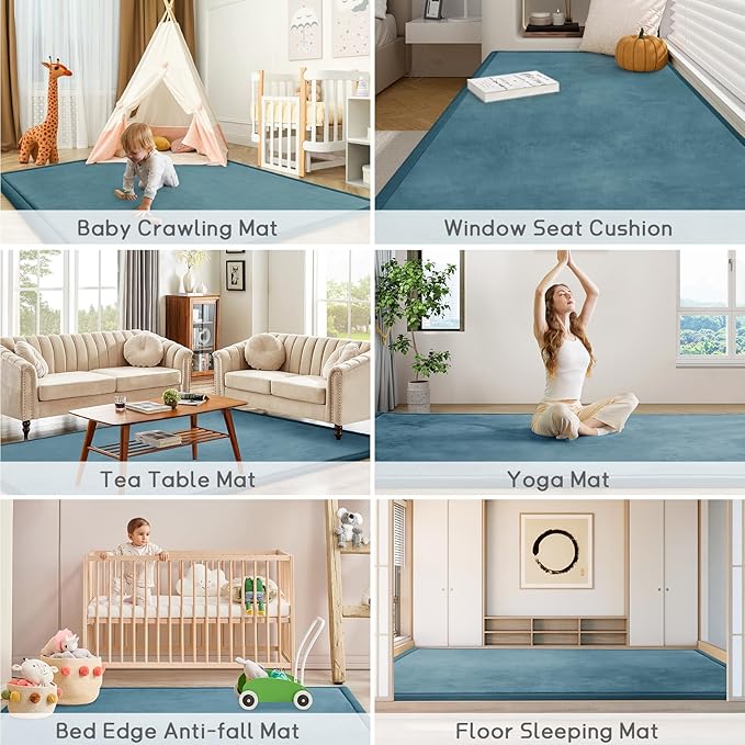 Baby Play Mat 1.2" Thick Memory Foam Nursery Rug Area Rug, 13β1β X 6β7β Yoga Mat Playmat Crawling Mat for Baby,Toddlers, Infants, Kids,Floor Mat Tatami Mat for Living Room with Non-Slip(Green)