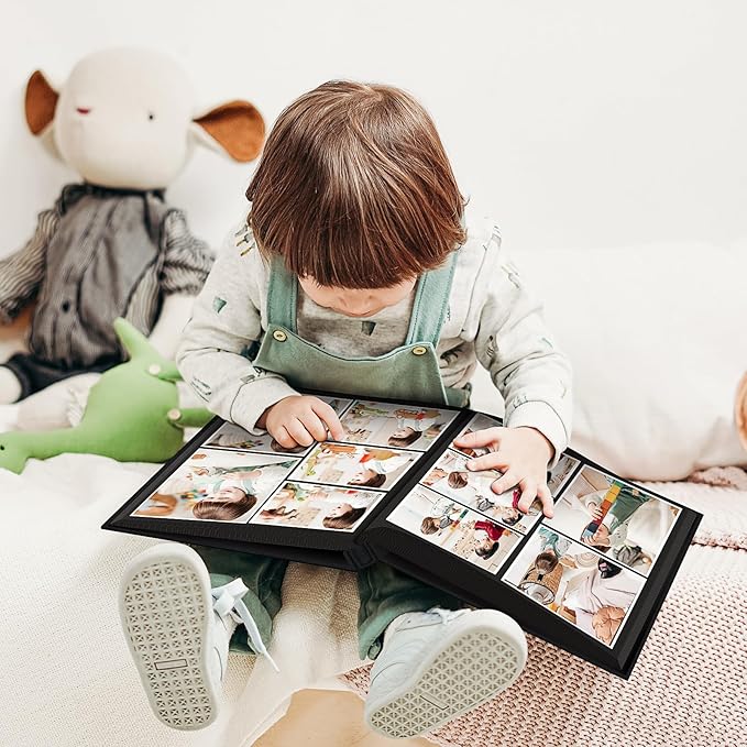 Popotop Photo Album 4x6 200 Pockets for Wedding Gifts,Linen Hardcover Picture Albums for Family Anniversary Baby Vacation Pictures