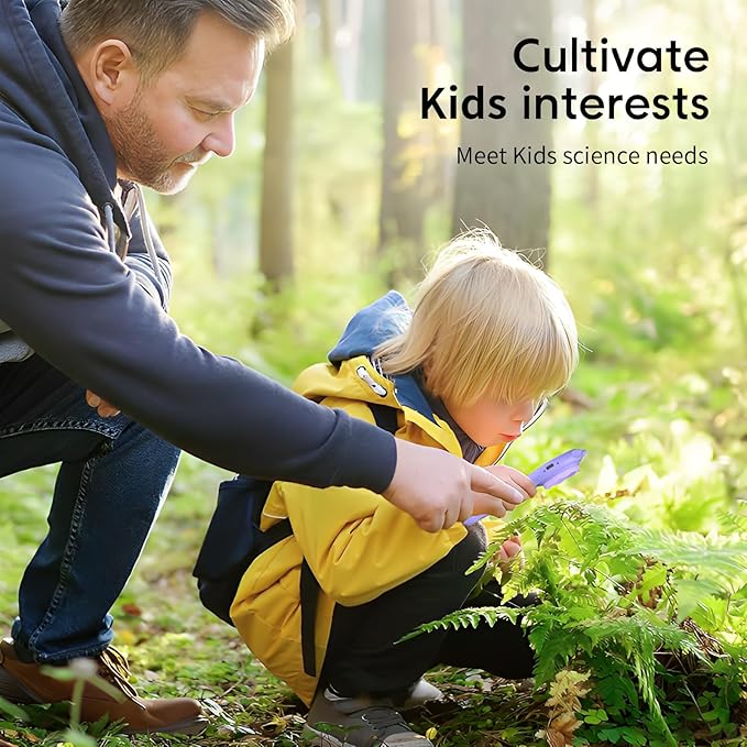 Microscope for Kids - Mini Pocket Handheld Microscope for Toddlers-STEM Educational Science Kit Toys for Christmas Birthday Gifts Toys for 5 6 7 8 9 10 11 12 Year Old Girls(Purple)