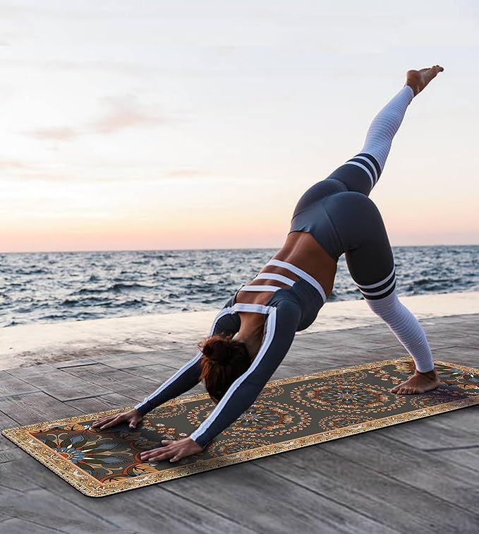 Non Slip Yoga Mat TPE Workout Mat for Men Women, Thick Workout Mat with Carrying Strap, Fitness Mats for Exercise, Yoga, Fitness, Pilates, Floor Workouts (72" x 24" x 6mm)