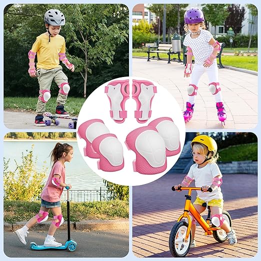 Knee Pads for Kids Knee Pads and Elbow Pads Toddler Protective Gear Set Kids Elbow Pads and Knee Pads for Girls Boys with Wrist Guards 3 in 1 for Skating Cycling Bike Rollerblading Scooter-Pink M