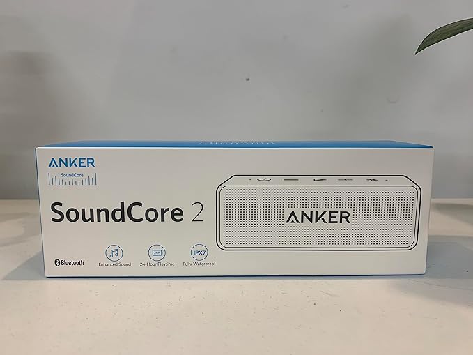 Anker Soundcore 2 Portable Bluetooth Speaker with Stereo Sound, Bluetooth 5, Bassup, IPX7 Waterproof, 24-Hour Playtime, Wireless Stereo Pairing, Speaker for Home, Outdoors, Travel