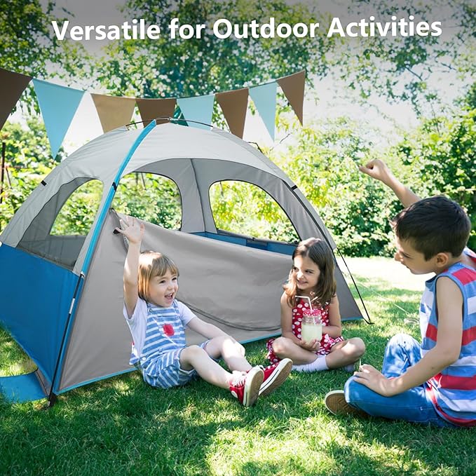 NXONE Beach Tent Sun Shade Shelter for 3/4/6 Person Person with UV Protection, Extended Floor, 3 Mesh Roll Up Windows & 8.0/8.5mm Fiberglass Rods丨Carry Bag Included