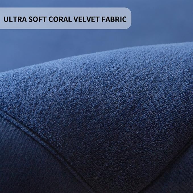 MAXYOYO Coral Velvet Area Rug, Thick Japanese Tatami Mat Living Room Carpet with Non-Slip Backing, Large Solid Color Mat for Bedroom Dormitory Yoga, Navy, 78 by 158 inch