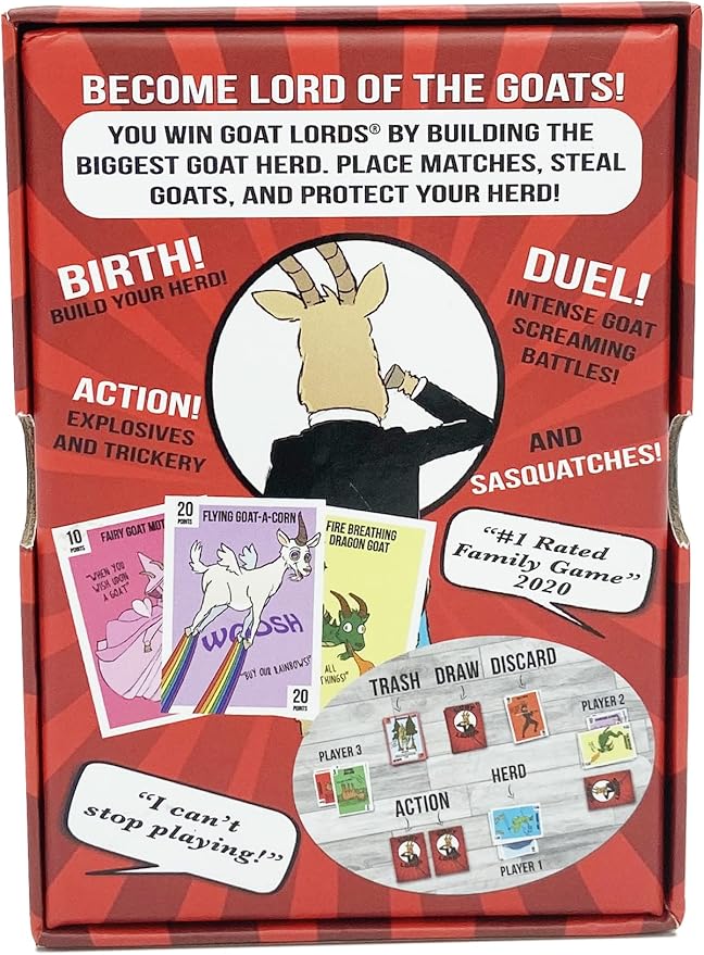 Goat Lords - Most Addicting Card Games for Families, Teens, Kids (Boy and Girl) Ages 7 and Up - Family Board Games, Fun Game, Card Game for Adults or Family Game Night! A Great Gift Idea!