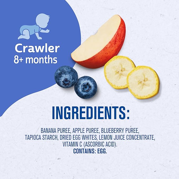 Gerber Stage 3 Baby Food Snacks, Banana Apple Blueberry Whipped Melts, Baby Led Feeding, 7PK