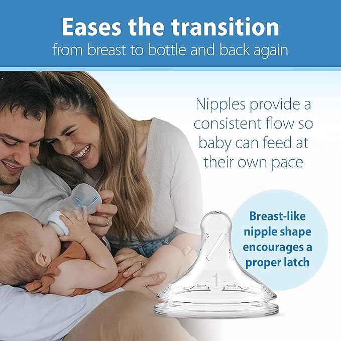 Dr. Brown's Natural Flow Anti-Colic Options+ Wide-Neck Baby Bottles, 9 oz/270 mL, with Level 1 Slow Flow Nipple, 6 Pack with 2 Bonus Level 2 Nipples & 2 Sippy Spouts
