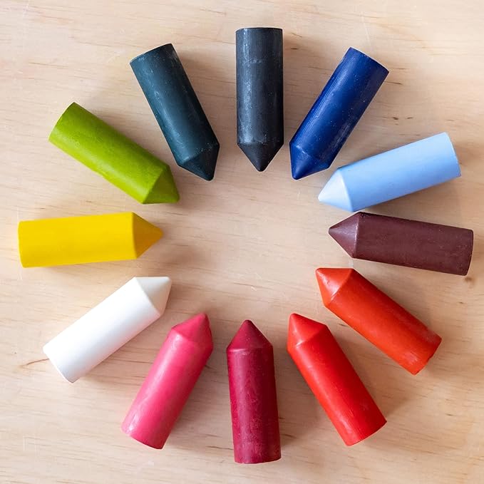 Beeswax Crayons 12 Vibrant Colors | 100% Natural & Eco-Friendly | Safe for Toddlers 1-3