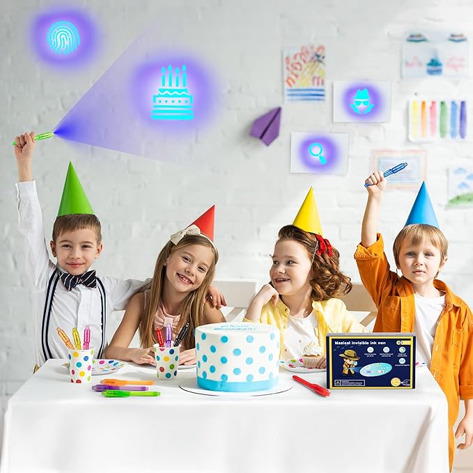 Invisible Ink Pen 24Pcs, Spy Pens with UV Light, Magic Marker, Classroom Prize, Birthday party favors for kids 8-12, Kids Christmas Gift Stocking Stuffers
