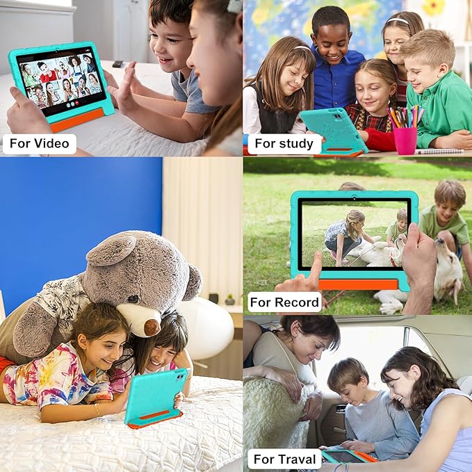 2025 Kids Tablet 10 inch Android 14 Tablets for Kid Octa-Core, 20GB+128GB (TF 1TB), Toddler Tablet with Shockproof Case, 2.4G+5G WiFi 6, Parental Control, Face Unlocked, Split Screen, BT5.0 (Green)