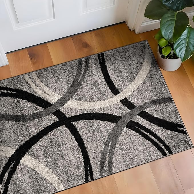 Rugshop Modern Wavy Circles Design Area Rug 2'7" x 4' Gray