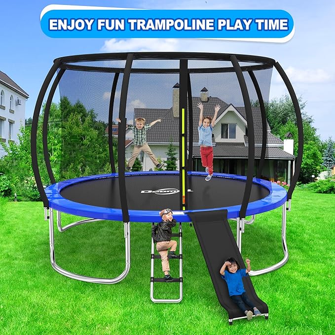 Trampoline Slide, 10FT 12FT 14FT 15FT 16FT Trampoline Universal Slides, Trampoline Accessories with Cushioning Effect, Suitable for Children to Climb Up and Slide Down, Safety Slider (Silver)