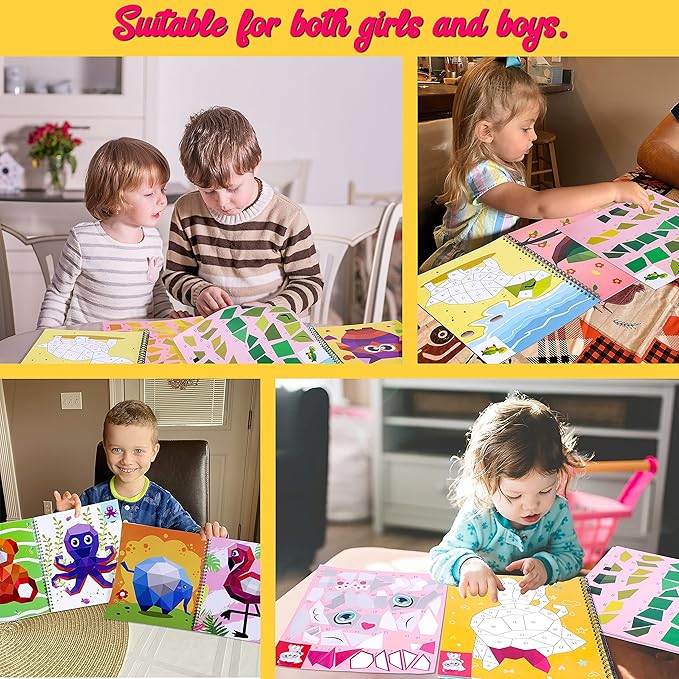 4PCS Crafts for Kids Ages 4-8 Sticker Books - Includes Dinosaur Llama Turtle and More Animal Designs Gift Party Create 40 Pictures