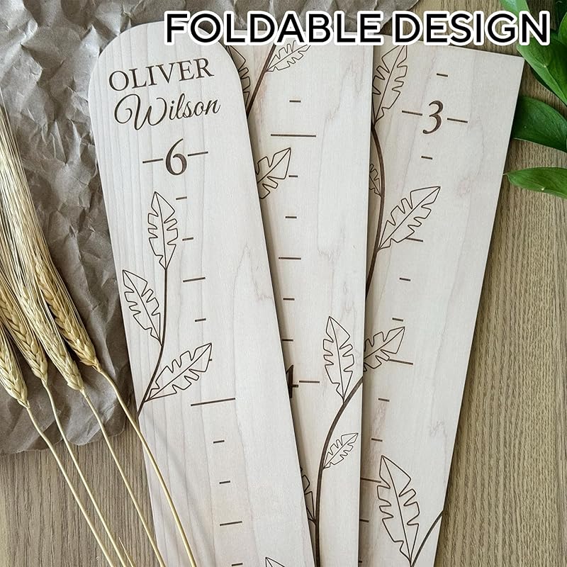 Personalized Jungle Growth Chart Wood - Engraved Growing Ruler Chart for Kids, Children Measuring Height Chart Baby Boy, Large Measuring Board Wooden, Animals Growing Wall Measurement, 2 Sizes