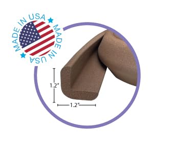 Kidkusion Baby Proof Edge Guards for Safety | Made in The USA | 18 Feet | Brown | Edge Protectors for Furniture, Tables, Fireplaces | Heavy Duty Tape Included
