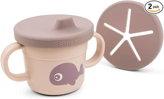 Done by Deer Foodie Spout & Snack Cup Wally Powder – Spill-Proof Toddler Cup for Snacks and Drinks – Travel-Friendly, Easy to Clean, Perfect for 6-Month-Olds
