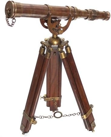 Decorative Brass Harbor Master Spyglass Telescope on Tripod – Vintage Maritime Nautical Scope for Table Office Home Decor & Collectible Navigation Gift