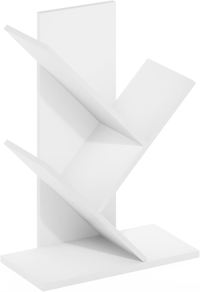 Furinno Tree Bookshelf 3-Tier Floor Standing Tree Bookcase, White