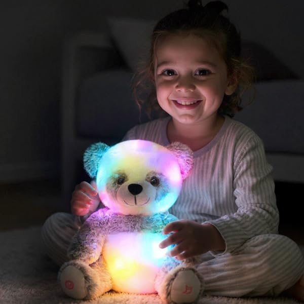 Cuteoy Light-up Singing Plush Panda LED Musical Stuffed Animal Adjustable Volume Lullaby Plushies Birthday Christmas Toy Gifts for Kids Toddler Girls, 13"