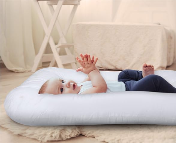 Baby Lounger for Newborn 0-18 Months, Bionic Design Infant Floor Seats & Loungers for Home and Travel, Soft Organic Cotton Baby Lounger, Newborn Babies Shower Gifts