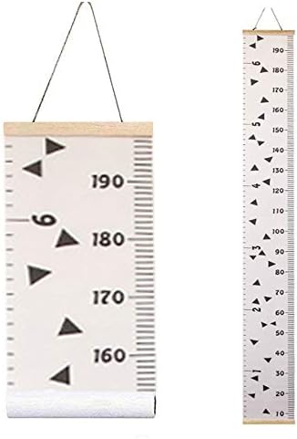 Kids Growth Chart, Wood Frame Fabric Canvas Height Measurement Ruler from Baby to Adult for Child's Room Decoration 7.9 x 79in (7.9 x 79in, Triange)