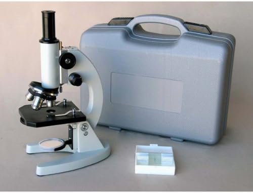 AmScope M60A-BTK Beginner Microscope Kit, Mirror Illumination, WF10x and WF16x Eyepieces, 40x-640x Magnification, Includes Case, 5 Blank Slides, 5 Prepared Slides, and Book
