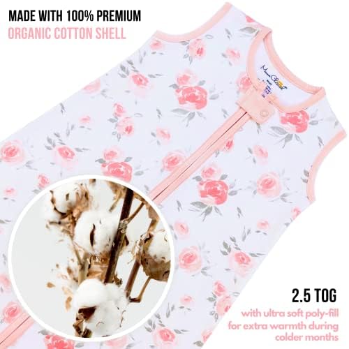 Mama Cheetah Baby Sleep Sack 2.5 TOG, Winter Baby Sleeping Bag with 2-Way Zipper, Organic Cotton Swaddle Transition Wearable Blanket for Boy Girl Infant Toddler, 0-6 Months, 1-Pack