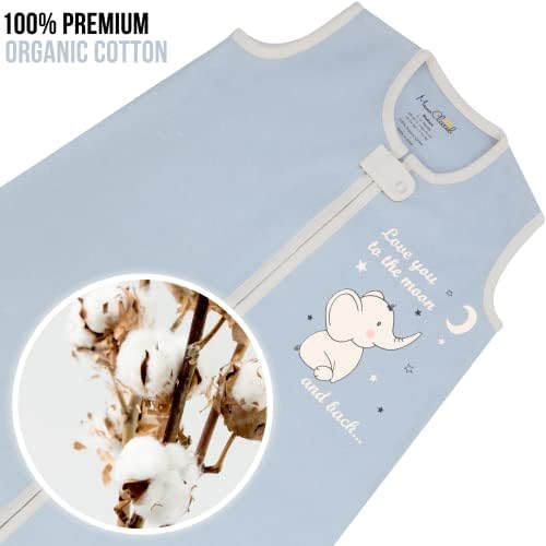 Baby Sleep Sack 1.0 TOG, Organic Cotton Baby Wearable Blanket with Two-Way Zipper, Swaddle Transition Baby Sleeping Bag, All-Season Sleep Sack for Newborn Infant Toddler Boy Girl, 0-6 Months, 1-Pack