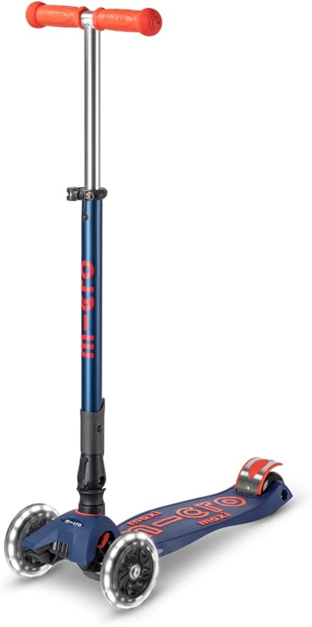 Micro Kickboard - Maxi Deluxe Foldable LED - Three Wheeled, Lean-to-Steer, Fold-to-Carry Swiss-Designed Micro Scooter for Kids with Motion-Activated Light-Up Wheels for Ages 5-12