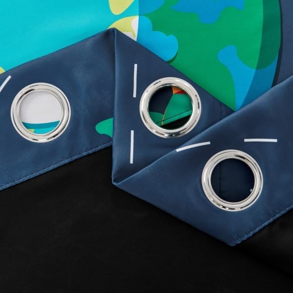 Kids Space Themed Blackout Curtains - 2 Panels, Each W52×L72, 100% Blackout, Perfect for Bedroom and Nursery, Energy Saving with Vibrant Cosmos Patterns