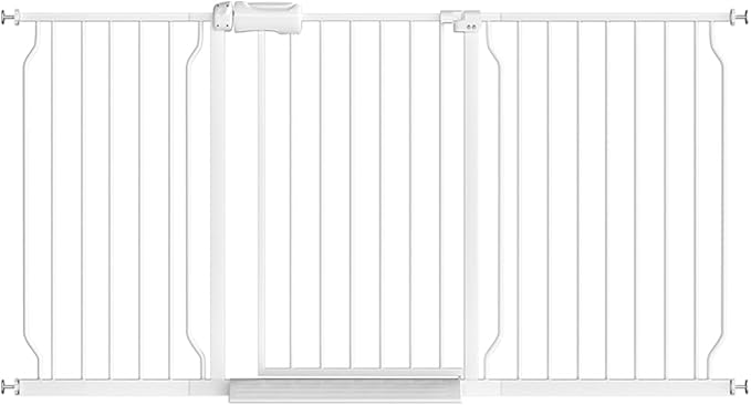 Fairy Baby Extra Wide Baby Gate for Dogs Pressure Monuted Safety Gate for Living Room, Fits 62 Inch to 67 Inch with Pressure Mounted Extention Kit, White