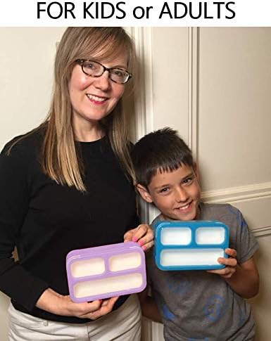 kinsho Snack Containers for Kids Toddlers Baby Adults | MINI Bento Lunch-Box | SMALL Bento-Box Portion Container | Toddler Pre-School Girls Boys | Leak-proof Boxes | Purple Blue Set of 2