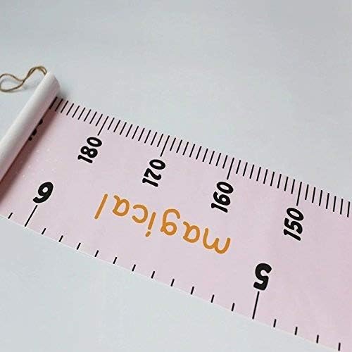 Kids Growth Chart, Wood Frame Fabric Canvas Height Measurement Ruler from Baby to Adult for Child's Room Decoration 7.9 x 79in (7.9 x 79in, Pink - Cloud)