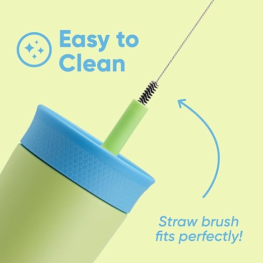 Owala Kids Insulation Stainless Steel Tumbler with Spill Resistant Flexible Straw, Easy to Clean, Kids Water Bottle, Great for Travel, Dishwasher Safe, 12 Oz, Blue and Light Green (Turtley Awesome)