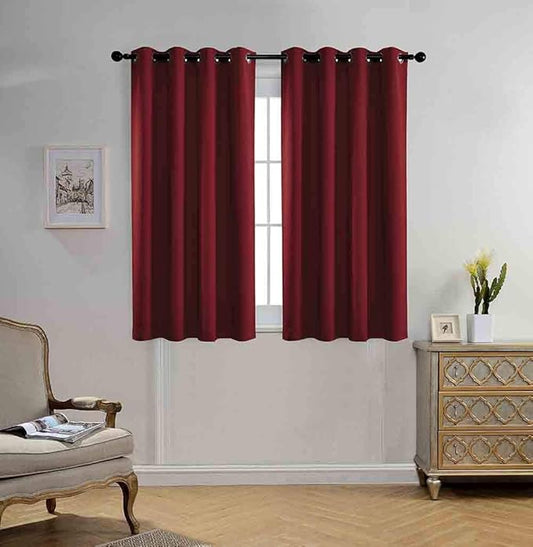 MIUCO Room Darkening Textured Blackout Curtains for Living Room 2 Panels 52x63 Inch Long Burgundy