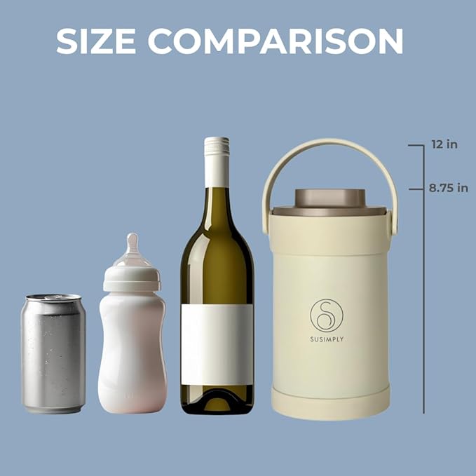Portable Cooler, Breastmilk Chiller, Large Real-Time Temperature Display, Double Vacuum Insulation, 360° Cooling 24 Hours, Stainless Steel, Versatile Storage, up to 2L