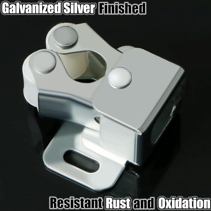 Alise Cabinet Door Latch,Cupboard Closet Doors Catch Closer Double Ball Roller Latches,Cold Rolled Steel Silver CA1000LS-12P(Pack of 12)