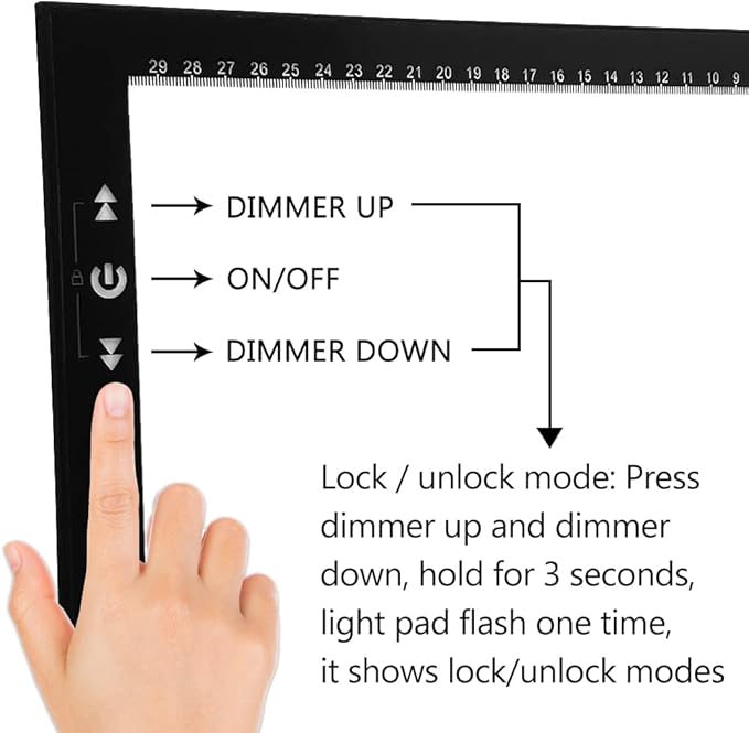 HSK A4 LED Light Box Light Pad Lock/Unlock Modes Touch Dimmer Button Dimmer 5 Level Brightness Led 7000 Lux for Tatoo,Trace, Drawing,Animation, Sketching,Diamond Painting